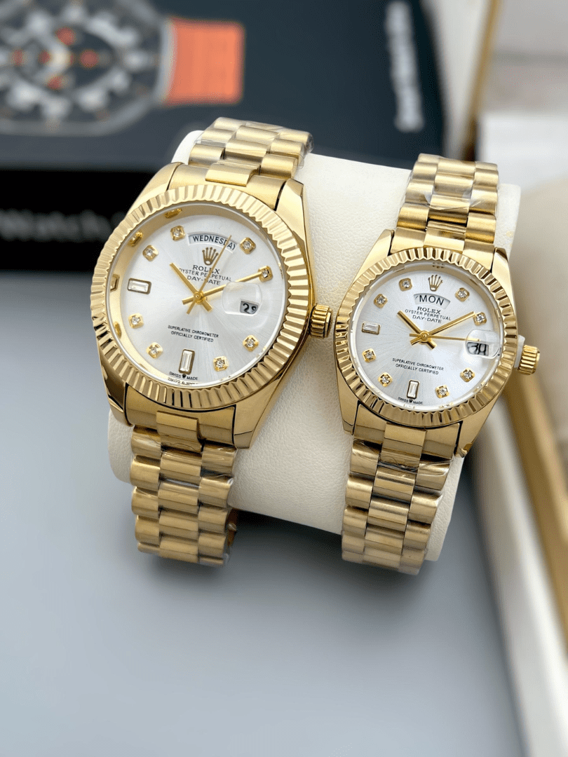 Rolex Day-Date Diamond Dial Couple Watch Set - Image 3