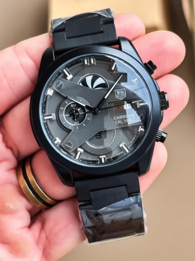 Tag Heuer Carrera Calibre 1887 Chronograph Watch – Black Dial, Black Steel Bracelet, Men’s Luxury Quartz - Image 2