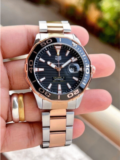 Tag Heuer Aquaracer Calibre 5 Automatic Watch – Black Dial, Rose Gold & Steel Bracelet, 300M Men’s Luxury - Image 2