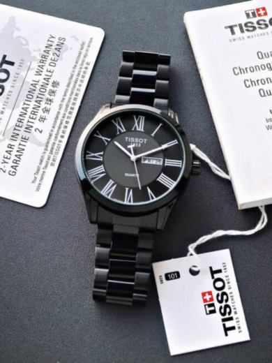 Tissot Classic Dream Black Stainless Steel Watch – Roman Numerals Day-Date Men's Swiss Quartz
