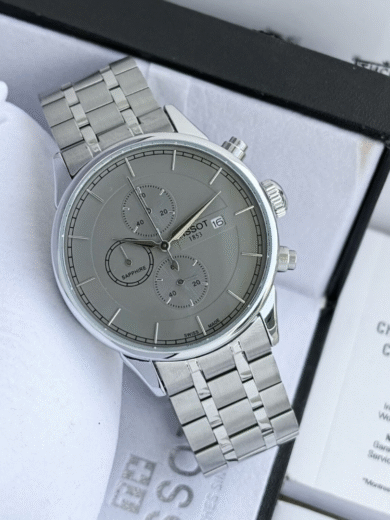 Tissot Carson Premium Chronograph Watch – Silver Dial Stainless Steel Bracelet Men's Swiss Timepiece - Image 2