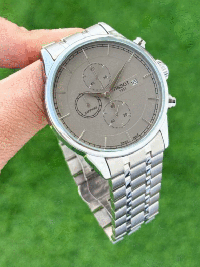 Tissot Carson Premium Chronograph Watch – Silver Dial Stainless Steel Bracelet Men's Swiss Timepiece - Image 3
