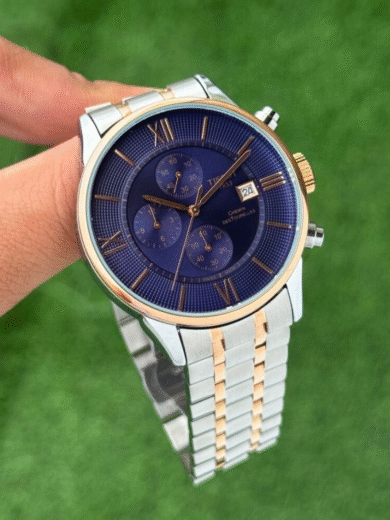 Tissot Chemin Des Tourelles Chronograph Watch – Blue Dial Two-Tone Steel Rose Gold Men's Timepiece - Image 2