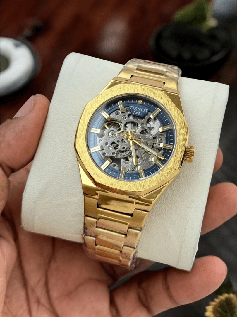 Tissot Skeleton Rose Gold & Black Steel Watch – COD Available - Image 3