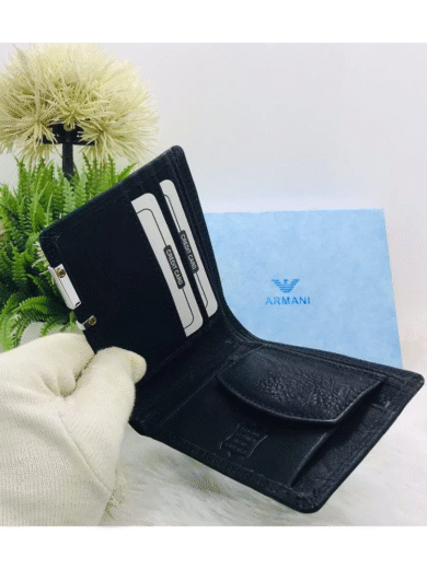 Armani Classic Black Leather Wallet – Men’s Premium Designer Bifold - Image 2
