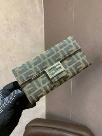 Fendi Monogram Baguette Canvas Wallet – Brown FF Logo Clutch, Women’s Designer Inspired