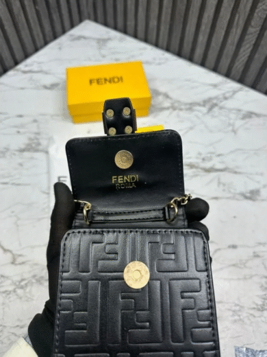 Fendi Embossed Monogram Wallet – Black Leather, FF Logo, Gold Buckle, Boxed Gift Set, Designer Inspired - Image 2