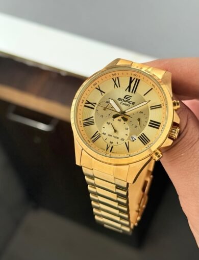 Casio Edifice Chronograph Gold Watch – Roman Numerals, Gold Stainless Steel Bracelet Men’s Dress Timepiece - Image 3