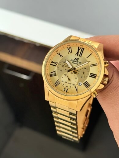 Casio Edifice Chronograph Gold Watch – Roman Numerals, Gold Stainless Steel Bracelet Men’s Dress Timepiece - Image 3