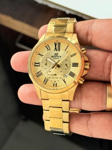 Casio Edifice Chronograph Gold Watch – Roman Numerals, Gold Stainless Steel Bracelet Men’s Dress Timepiece - Image 2