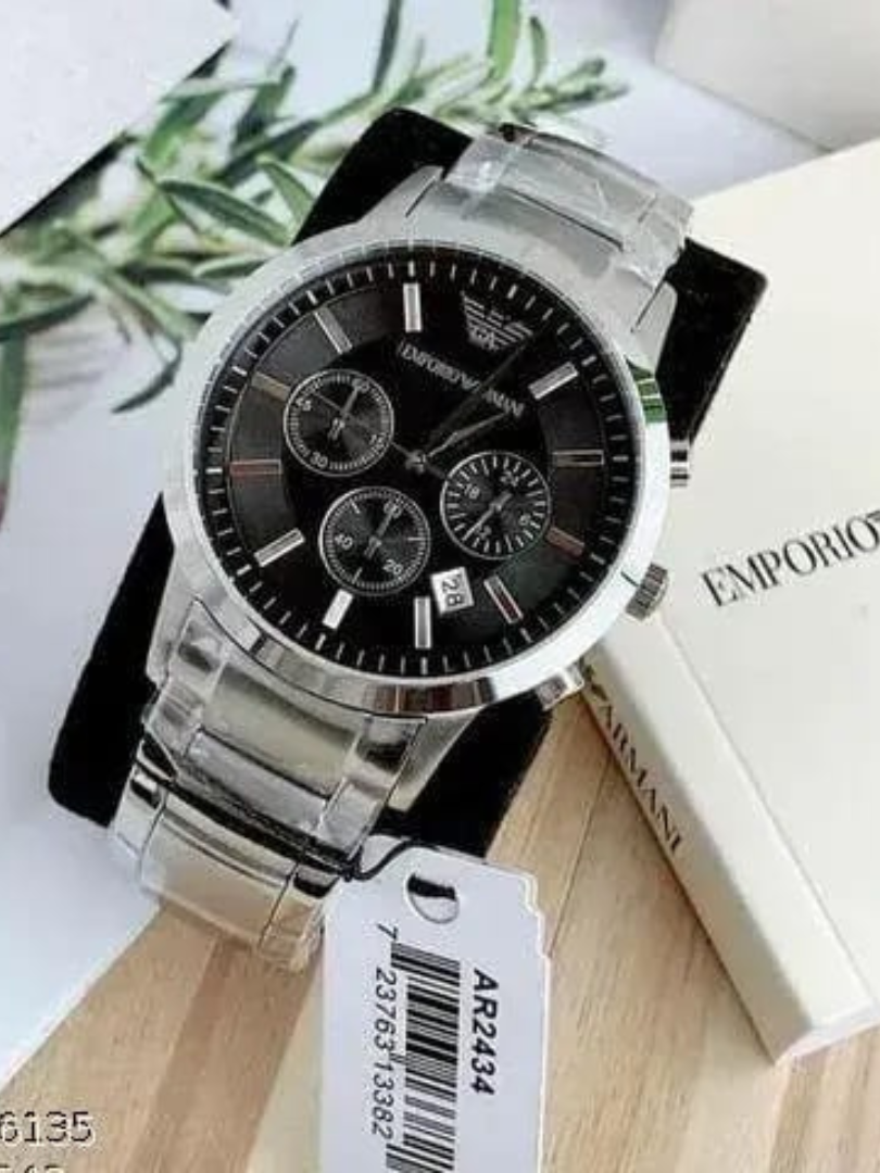 Buy Emporio Armani Black Chronograph Watch – Stainless Steel Bracelet - Image 3