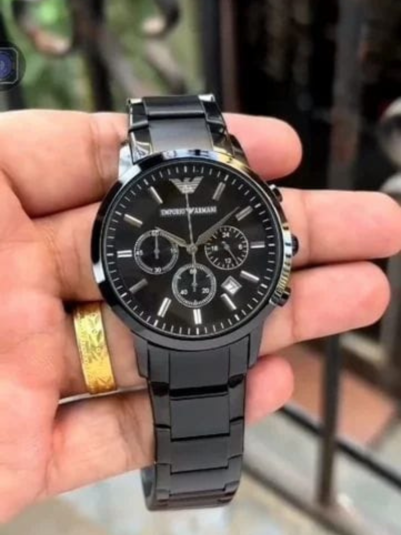 Buy Emporio Armani Black Chronograph Watch – Stainless Steel Bracelet - Image 4