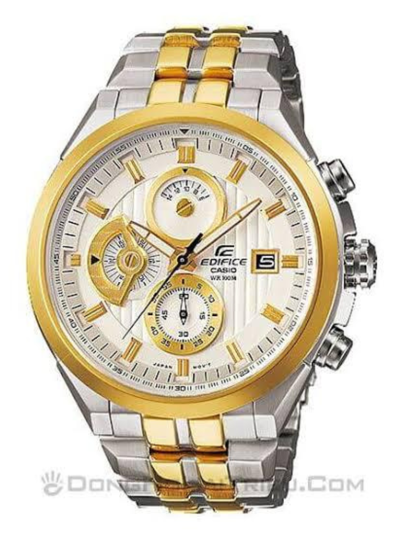 Buy Casio Edifice Two-Tone Chronograph Watch – White Dial Gold Bezel - Image 3