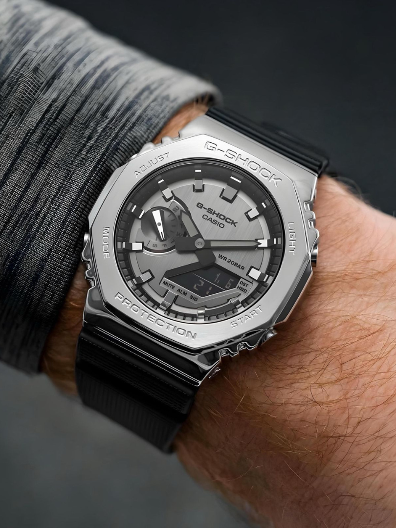 Buy G-Shock GM-2100 Silver Octagon Watch with Black Resin Strap - Image 3