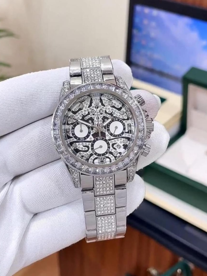 Buy Rolex Diamond Pave Chronograph Watch – Iced Out Steel & Gold - Image 3