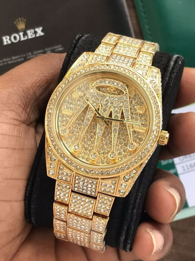 Buy Rolex Crown Diamond Pave Watch – Rose Gold & Yellow Gold - Image 3