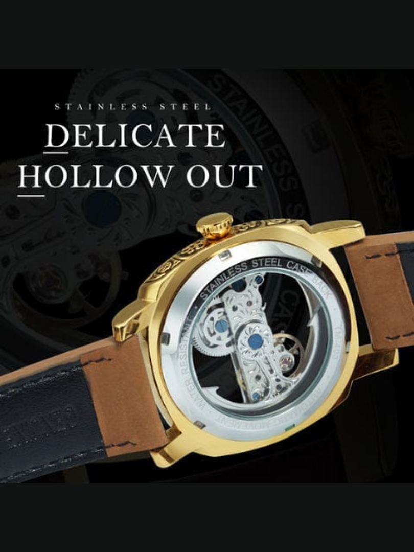 Buy Luxury Transparent Dial Automatic Watch with Genuine Leather Strap - Image 4