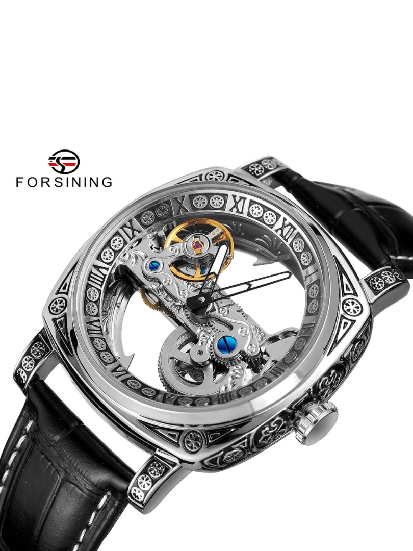 Buy Luxury Transparent Dial Automatic Watch with Genuine Leather Strap - Image 3