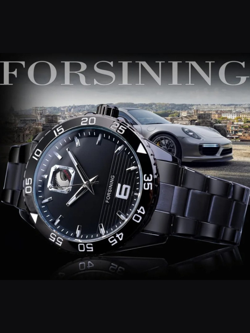 Buy Forsining Stainless Steel Sports Watch with Black Dial - Image 3