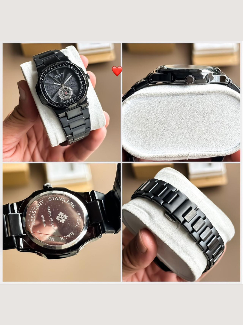Buy Patek Philippe Black Ceramic Watch – Guilloché Dial & Jewelry Bezel - Image 3