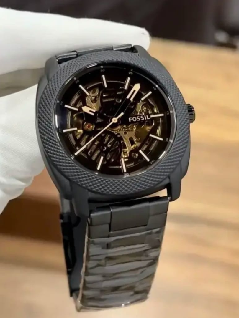 Buy Fossil Black Skeleton Stainless Steel Men’s Watch - Image 3