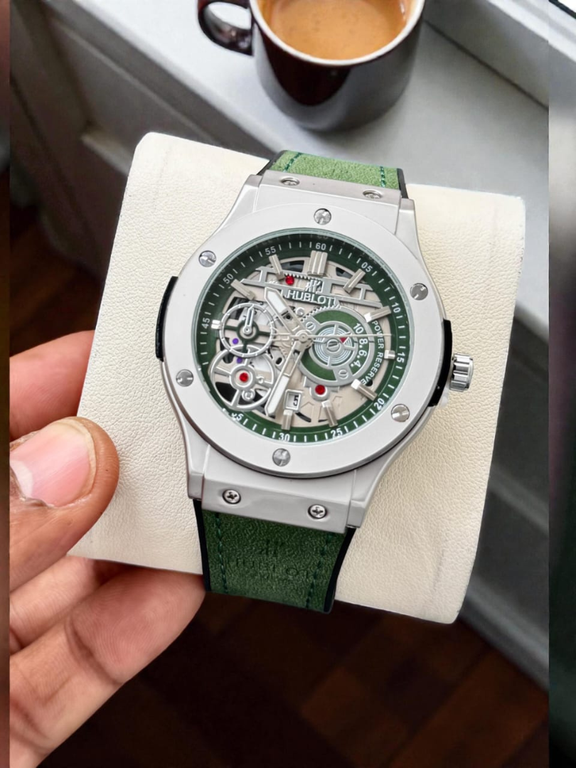 Buy Hublot Skeleton Dial Leather Strap Watch - Image 3