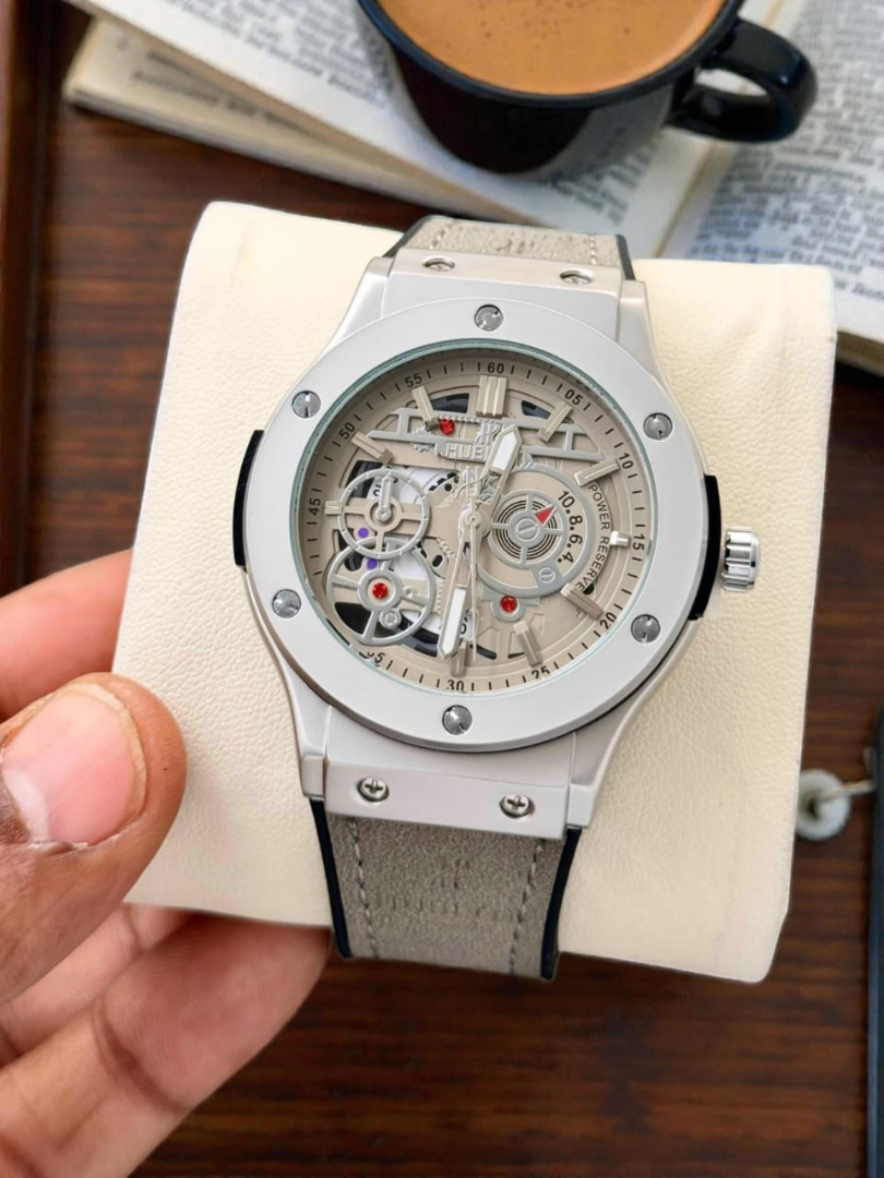 Buy Hublot Skeleton Dial Leather Strap Watch - Image 5