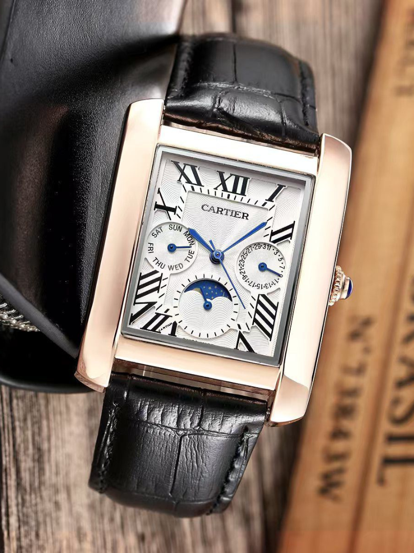 Buy Cartier Tank Moonphase Rose Gold Leather Watch - Image 3