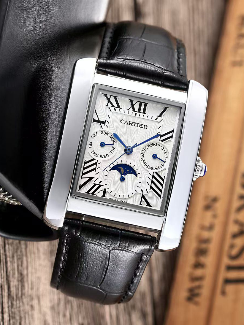Buy Cartier Tank Moonphase Rose Gold Leather Watch - Image 4